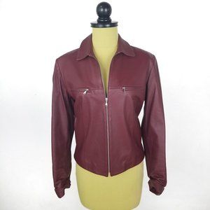 Fiorenza Vintage Red Leather Moto Jacket